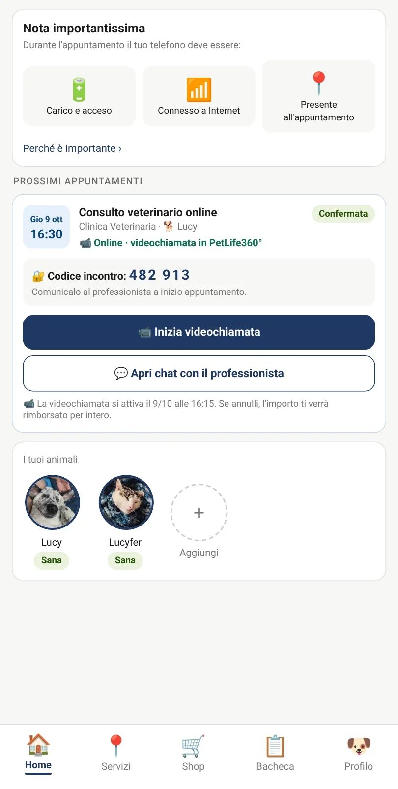 Una visita online in videochiamata dentro PetLife360°